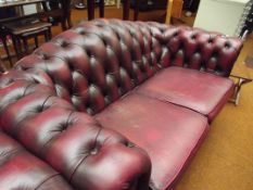 Two seat deep buttoned ox blood leather Chesterfie