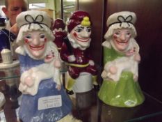 Three Wade Punch and Judy figures .