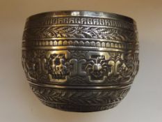 Late Victorian silver Zodiac bowl, chased in low r