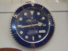 Rolex style wall clock in the form of a watch face