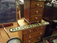Pine set of three drawers with matching bedside dr