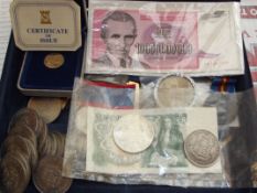 Collection of various coins and notes
