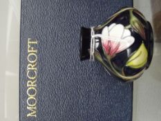 Moorcroft vase, squat form, boxed, 5.5cm