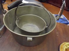 Two brass jam pans