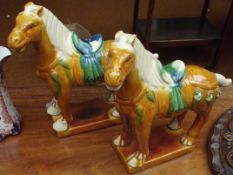 Two ceramic horses