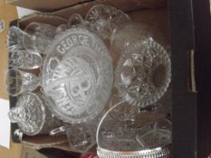 Assorted glassware to include a commemorative ware