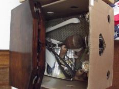 Assorted flatware to include an oak cutlery box, a
