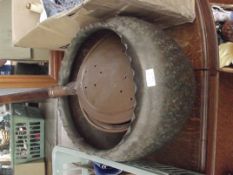 Large Eastern brass jardinière together with a cop