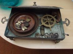 Copper warming tray and content