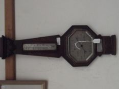 Art deco oak banjo barometer