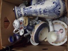 Assorted ceramics to include a twin handled Amphor
