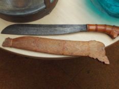 Decorative machete with wooden scabbard