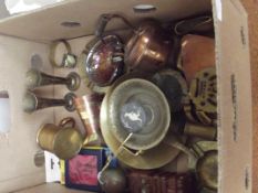 Assorted brassware and copper ware to include a ta
