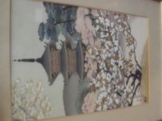 Oriental framed water colour, signed