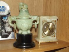 Chinese censer for restoration together with an onyx mantel clock