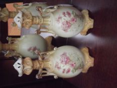 Pair of ivory blush vases, unmarked