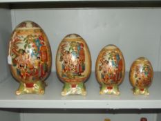 4 oriental graduating ceramic eggs