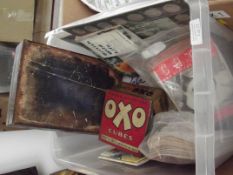 Vintage Brooke Bond cards, a tin containing flatwa