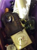 Assorted items to include an oak clock case, glass