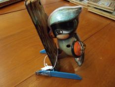 Japanese tin plate clockwork woodpecker