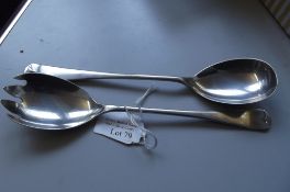 Pair of silver salad servers, Chester hallmark