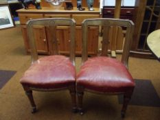 Pair of Edwardian chairs with leather seats