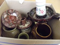 Collection of studio pottery to include a Poole va