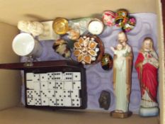 Assorted items to include a cased set of dominoes,