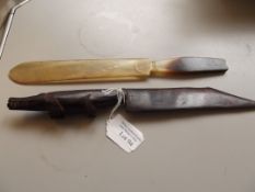 Tortoiseshell paper knife together with a treen ex