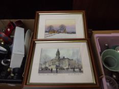 Seven framed Brian Barlow prints depicting various