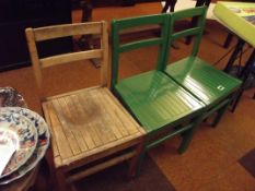 Three H back chairs, two of which are painted