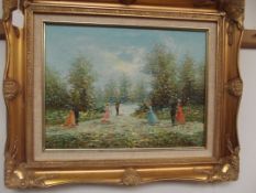 Gilt framed Monet style oil on board