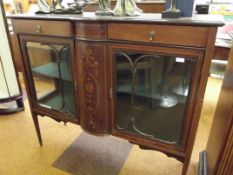 Edwardian display cabinet, marquetry and checkered