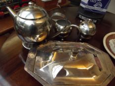 Modernist three piece tea service together with a