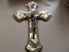 Crucifix on a faux Mother of pearl mount