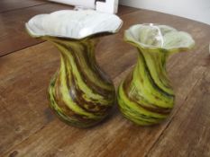 Two Alum Bay Glass cased vases
