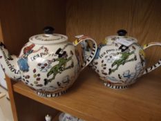 Pair of Paul Cardew Alice in Wonderland teapots