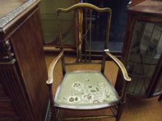 Edwardian string inlaid salon chair