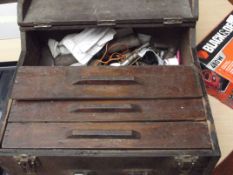 Vintage wooden case and content