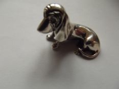 Solid silver figure of a hound