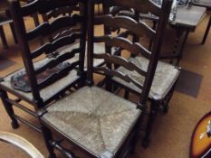 4 leather back chair with rush seats