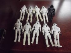9 1977 Stormtrouper figures and Dart Vader