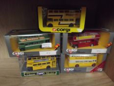 Collection of 5 Corgi buses