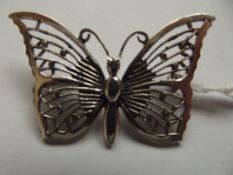 Solid silver butterfly brooch