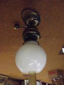 Converted brass oil lamp