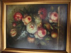 Oil on board, still life, signed G Howard, set in