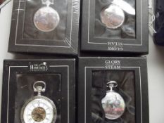 4 boxed pocket watches