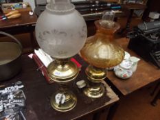 Two converted oil lamps