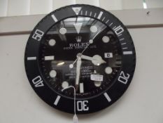 Rolex oyster perpetual date submariner wall clock,