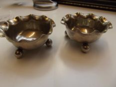 Pair silver hall marked salt
